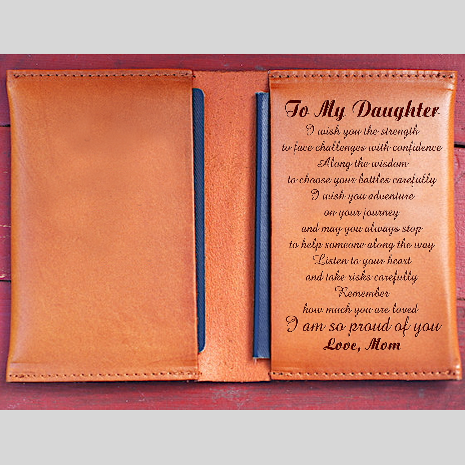 DAUGHTER MOM - I WISH YOU - LEATHER PASSPORT CASE