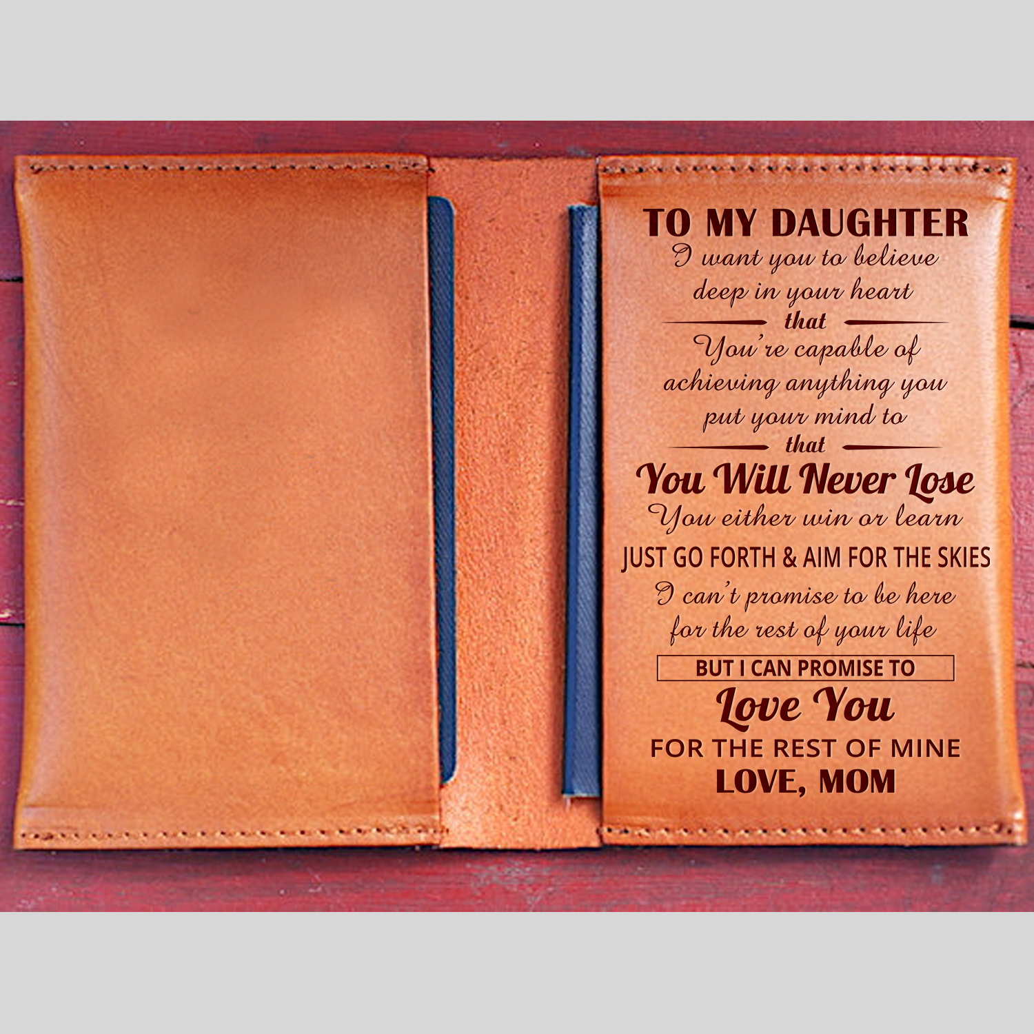DAUGHTER MOM - NEVER LOSE - LEATHER PASSPORT CASE
