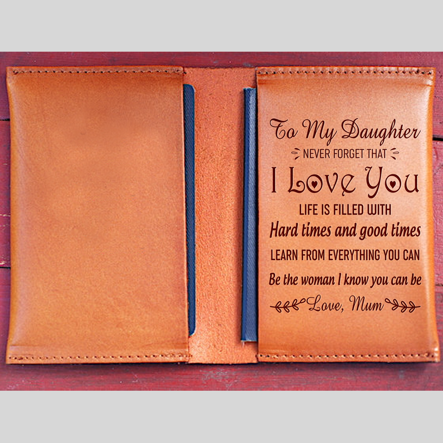 DAUGHTER MUM - BE THE WOMAN - LEATHER PASSPORT CASE
