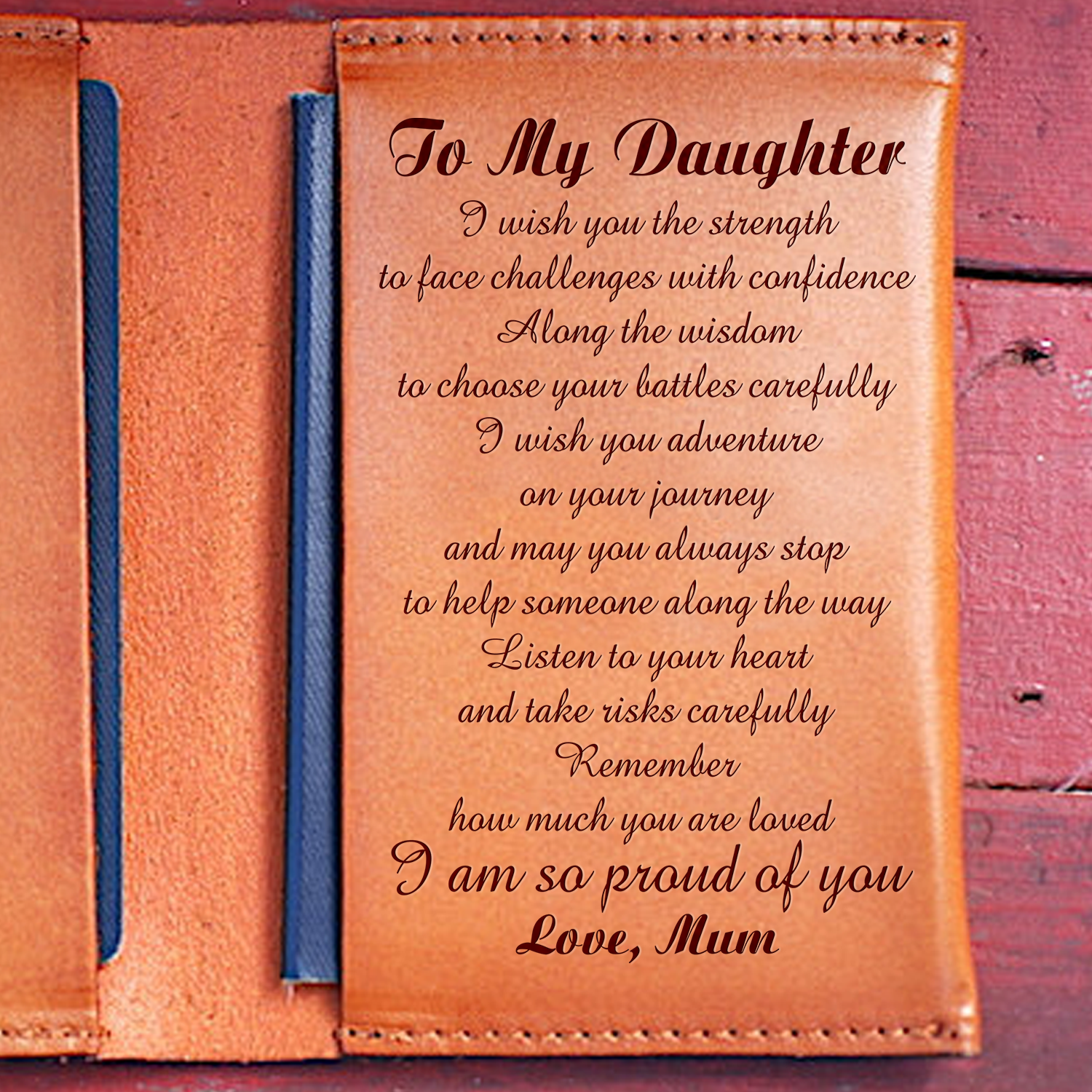 DAUGHTER MUM - I WISH YOU - LEATHER PASSPORT CASE 