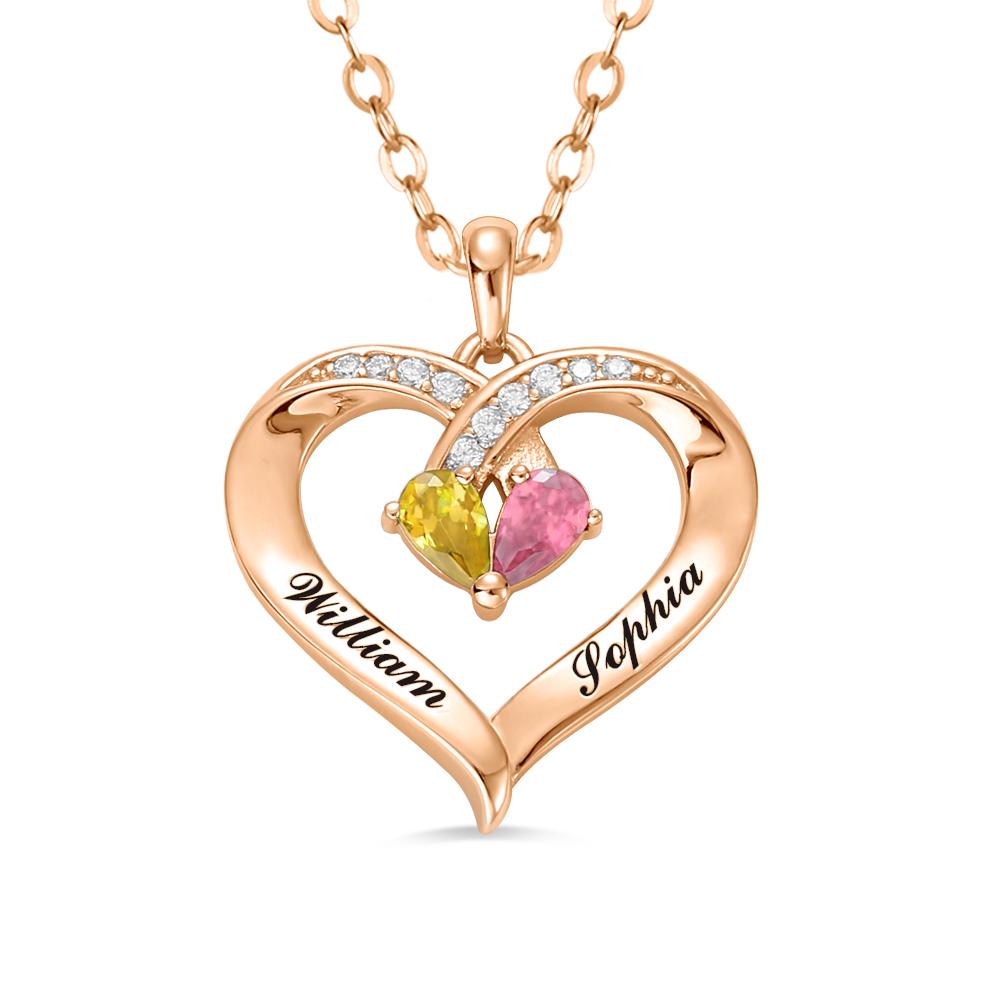 Forever Together Engraved Birthstone Necklace-A Loves Gift