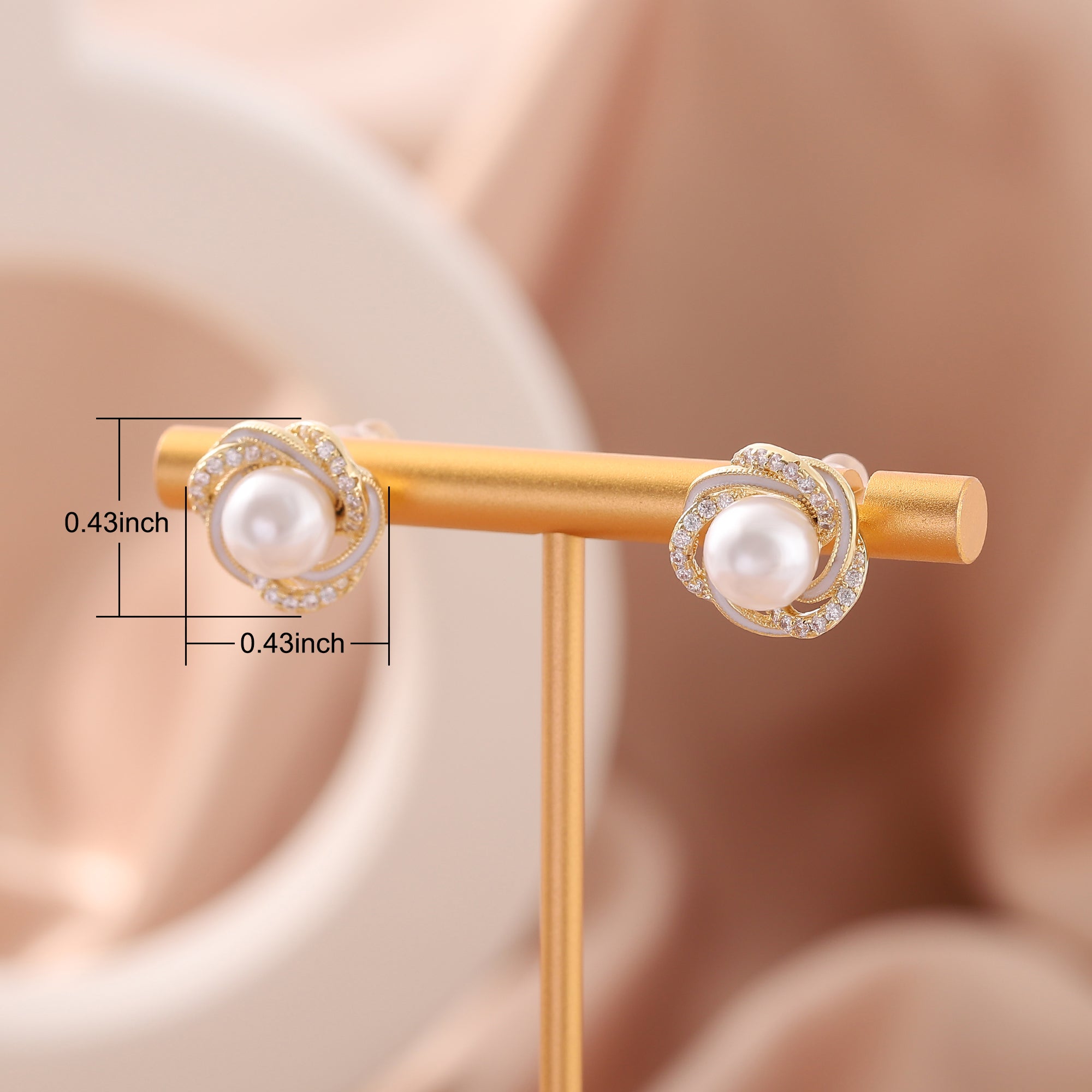   Cubic Zirconia Wrapped Pearl Earrings-A Loves Gift