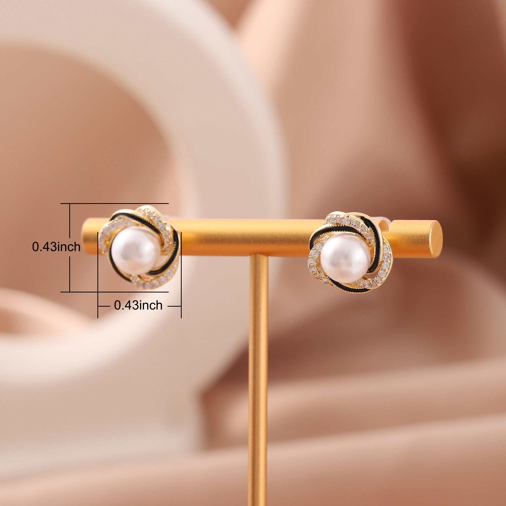   Cubic Zirconia Wrapped Pearl Earrings-A Loves Gift