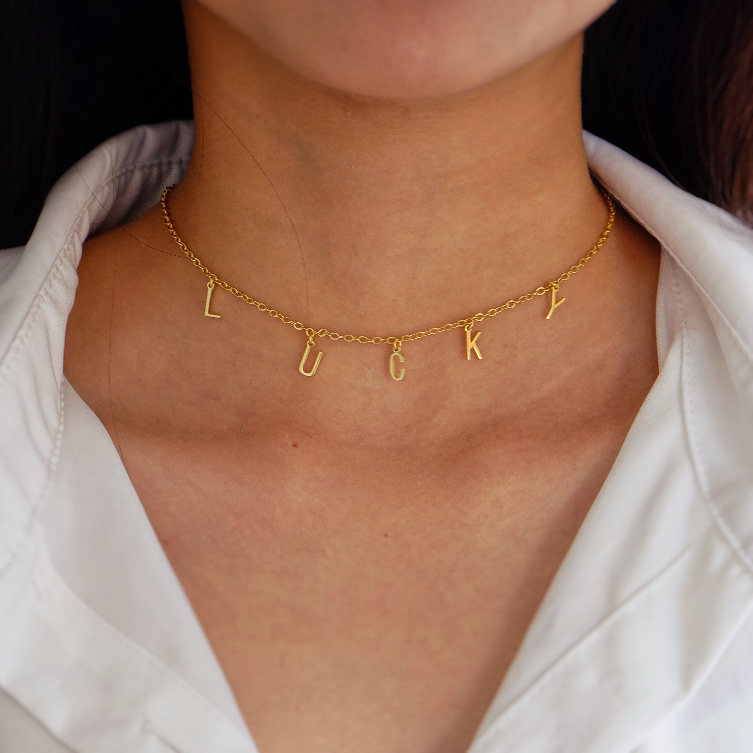 Personalized Initial Name Choker-A Loves Gift