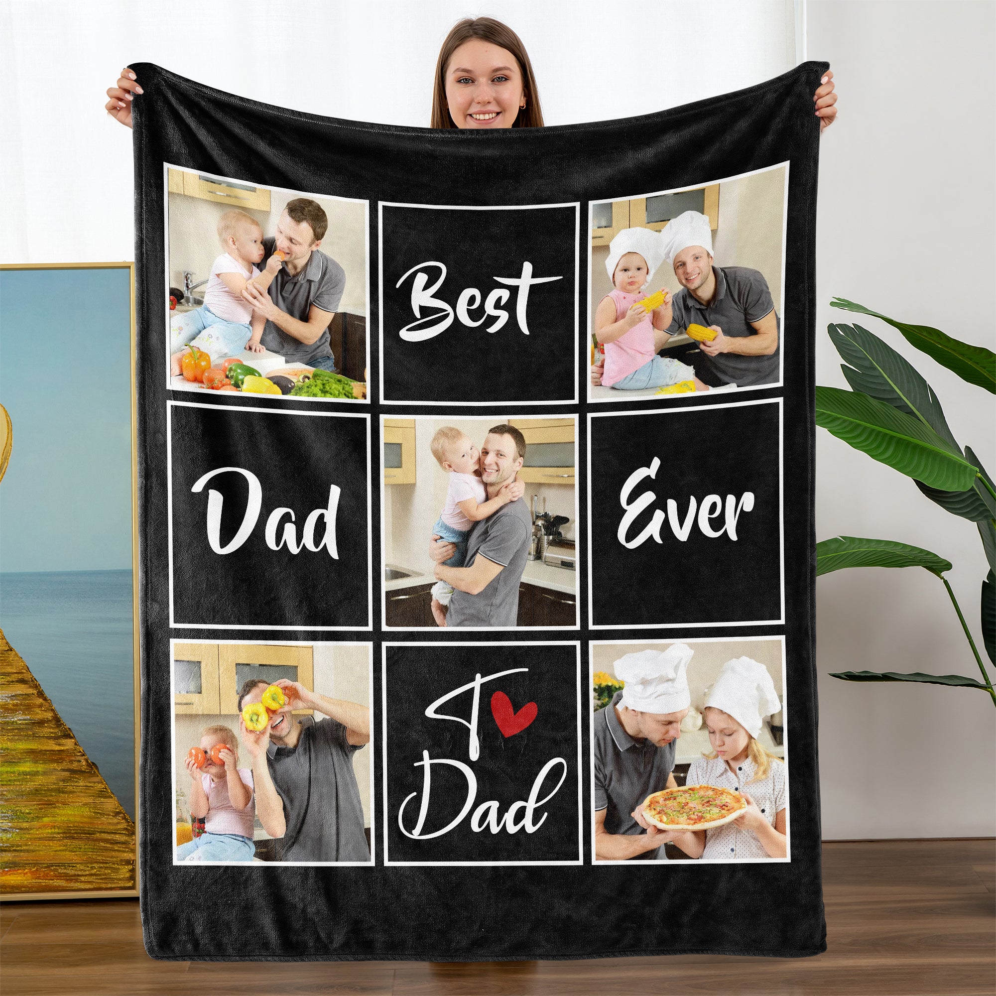 Custom Blanket with Photo to Dad-A Loves Gift