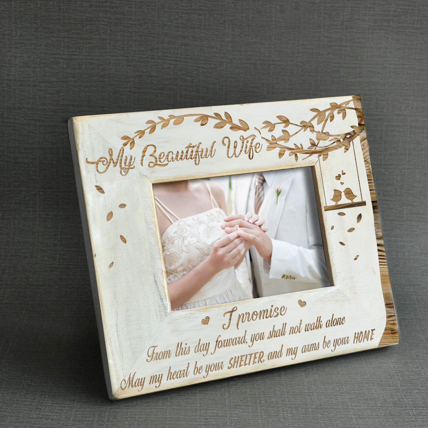 WIFE HUSBAND - I PROMISE - WOOD FRAME 