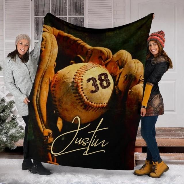Personalized Name And Number Baseball Blanket Gift For Baseball Lover-A Loves Gift
