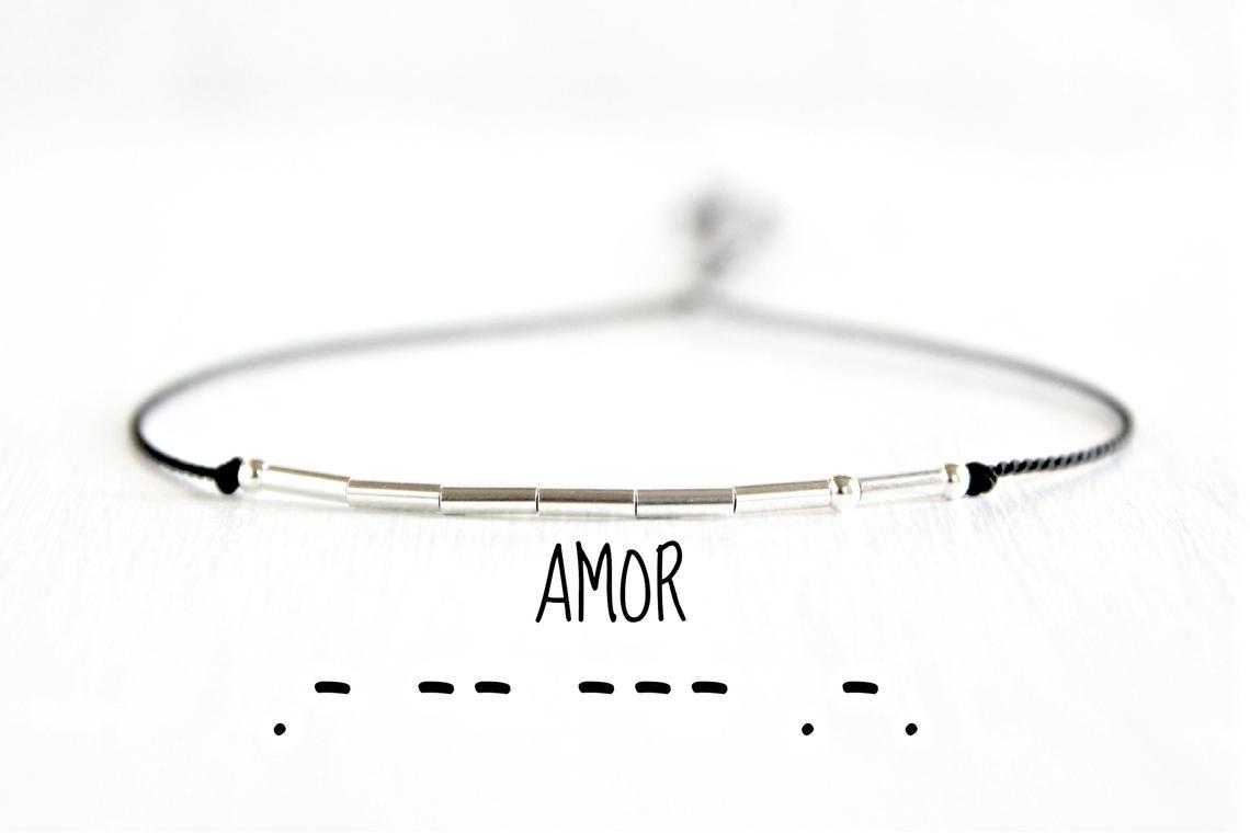 Customized Morse Code Bracelet In Silver-A Loves Gift