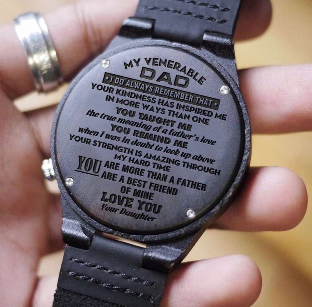 TO MY DAD- ENGRAVED WOODEN WATCH-A Loves Gift
