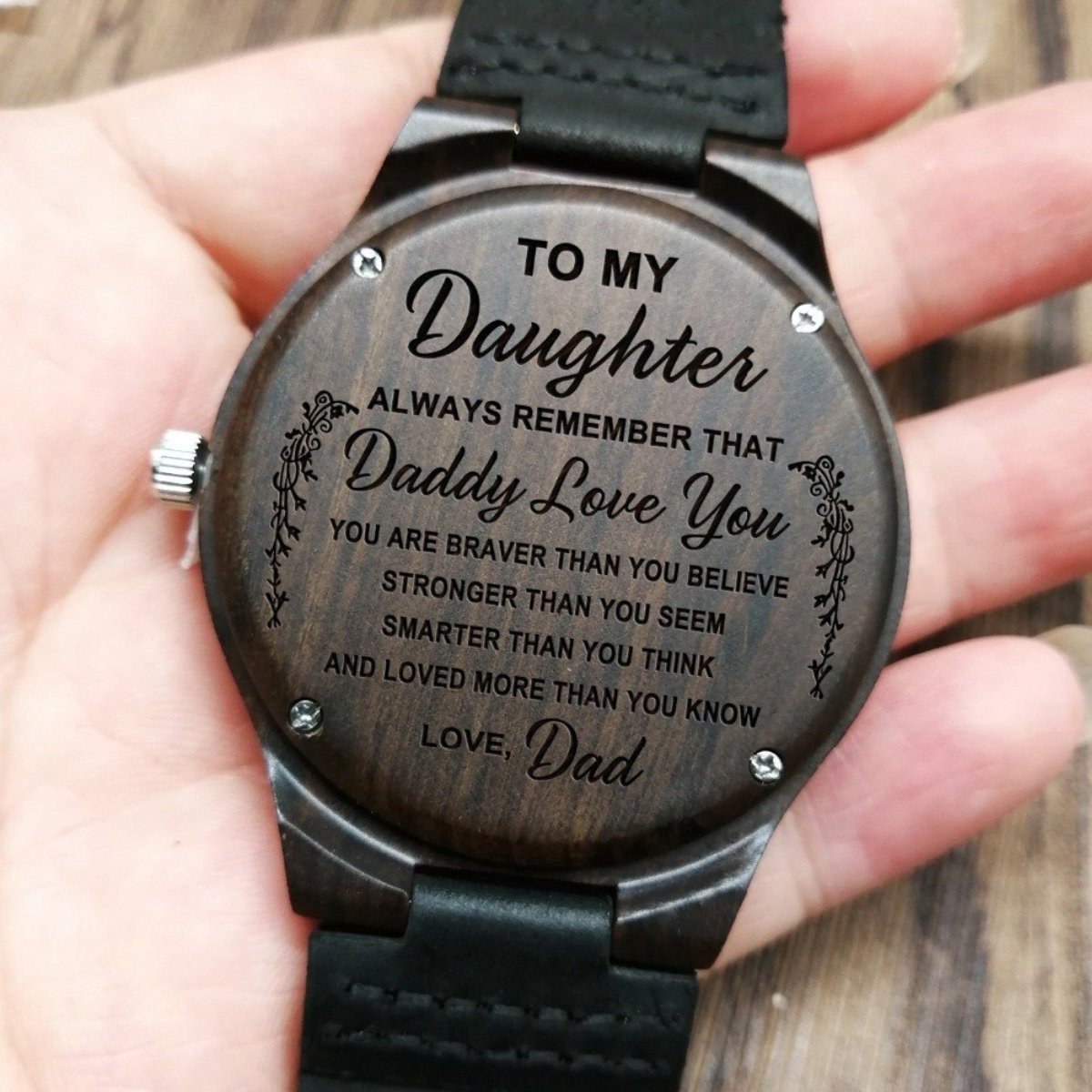 DAUGHTER DAD - To My Daughter Wooden Watch-A Loves Gift