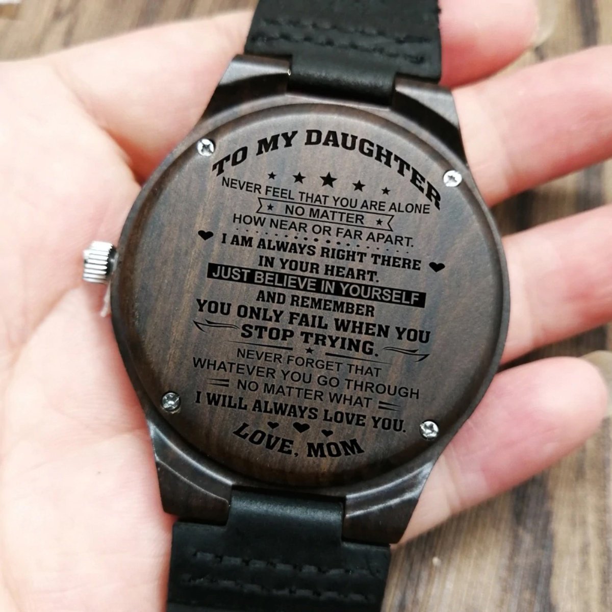 DAUGHTER DAD - To My Daughter Wooden Watch-A Loves Gift