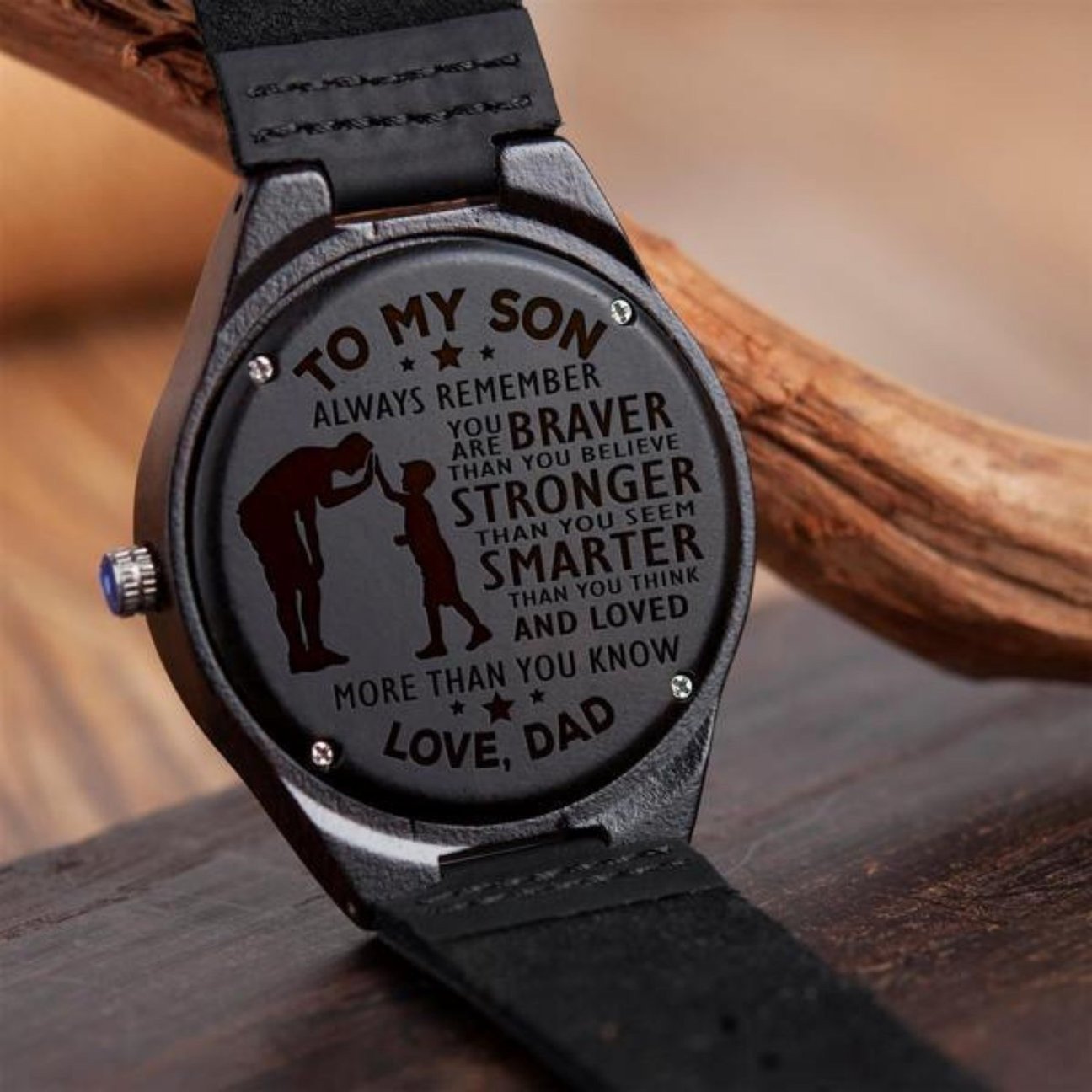 TO MY SON WOODEN WATCH - LOVE MOM/DAD-A Loves Gift