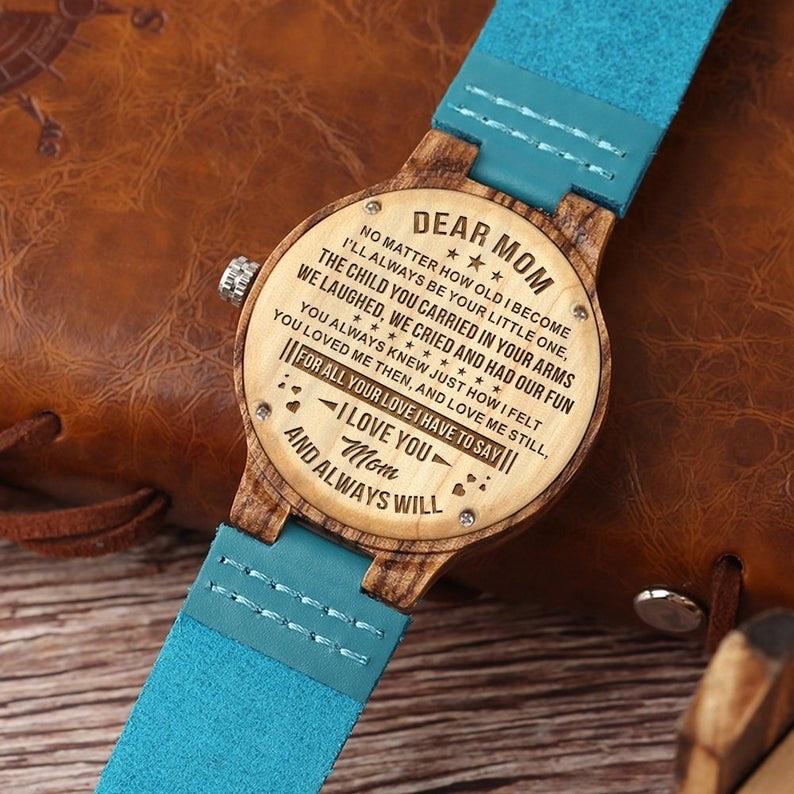 To My Mom - Engraved Wood Watch Gifts-A Loves Gift