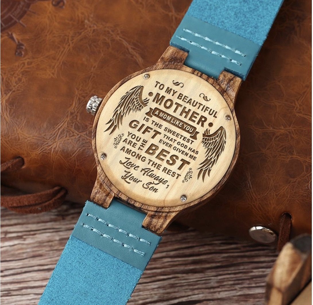 To My Mom - Engraved Wood Watch Gifts-A Loves Gift