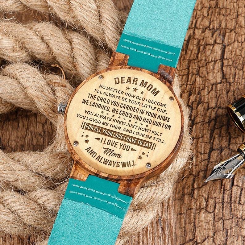 To My Mom - Engraved Wood Watch Gifts-A Loves Gift