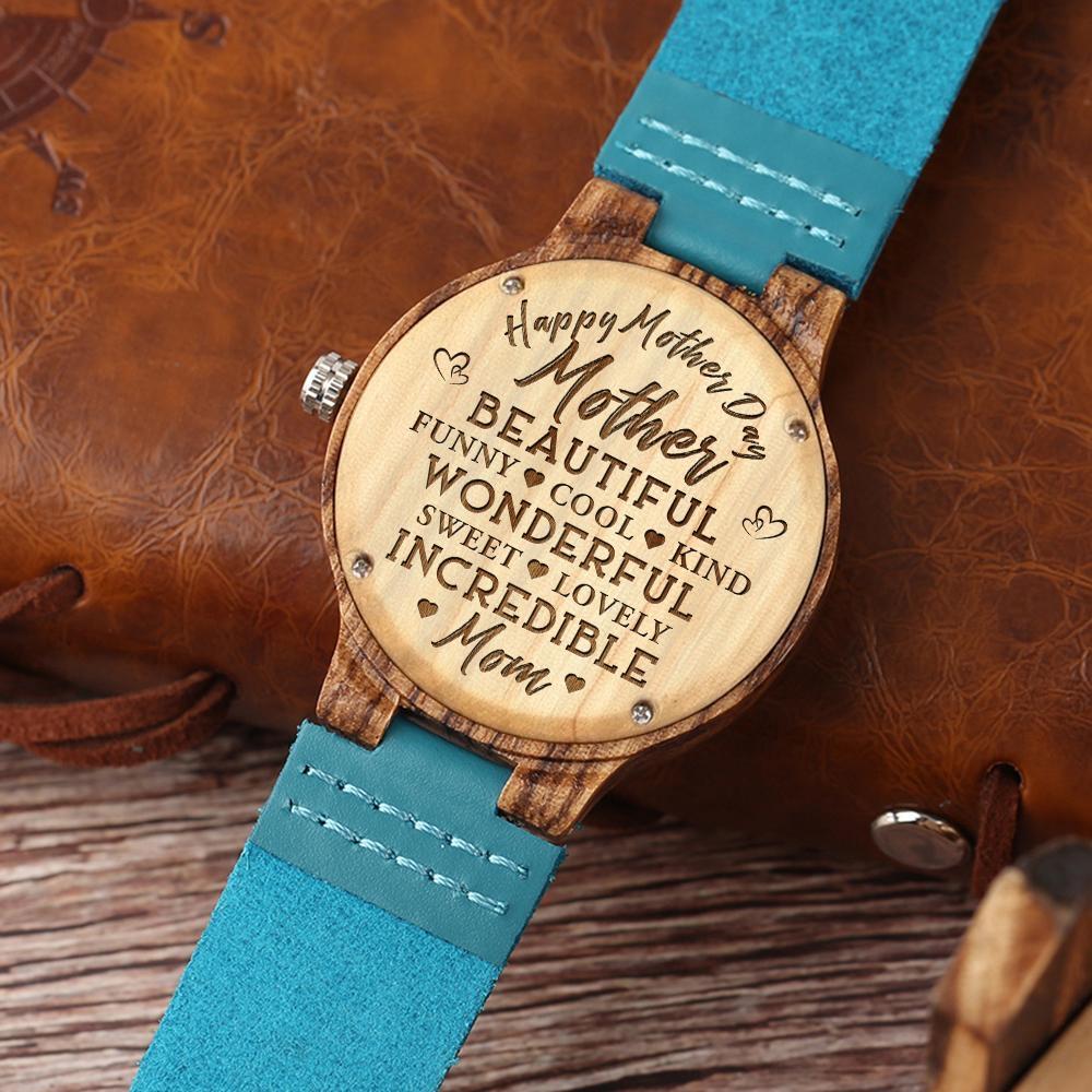 To My Mom - Engraved Wood Watch Gifts-A Loves Gift