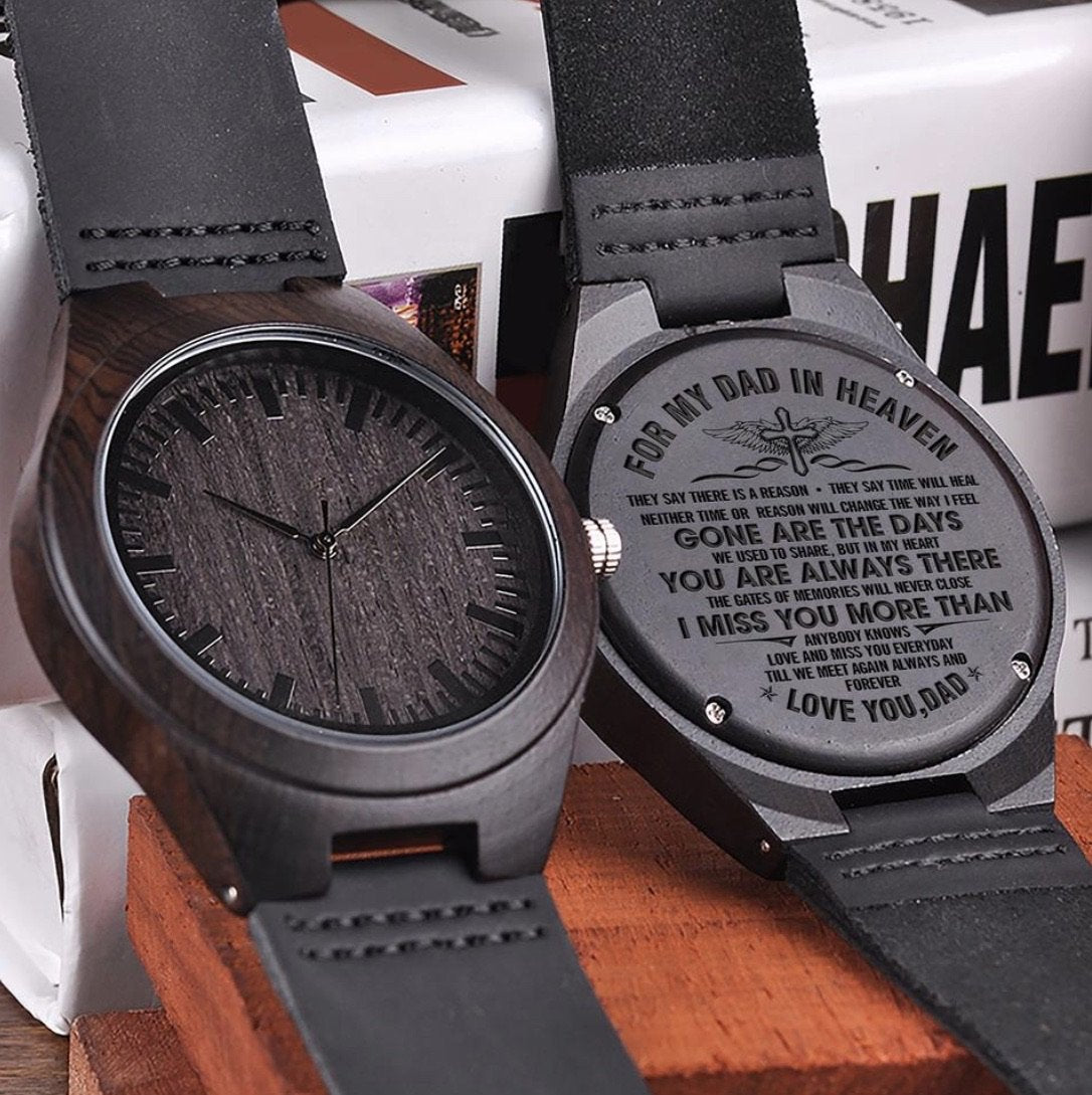 TO MY DAD- ENGRAVED WOODEN WATCH-A Loves Gift