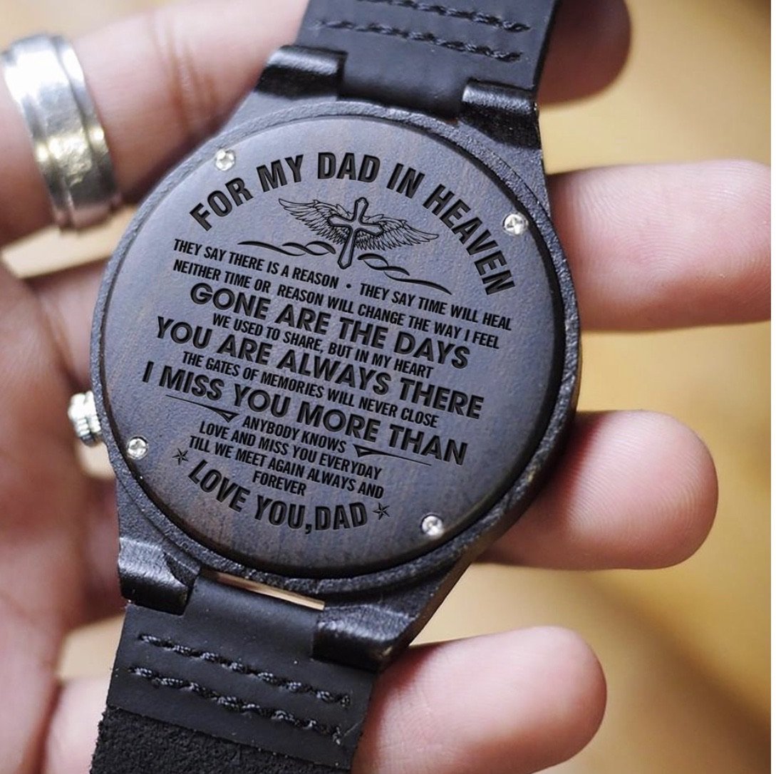 TO MY DAD- ENGRAVED WOODEN WATCH-A Loves Gift