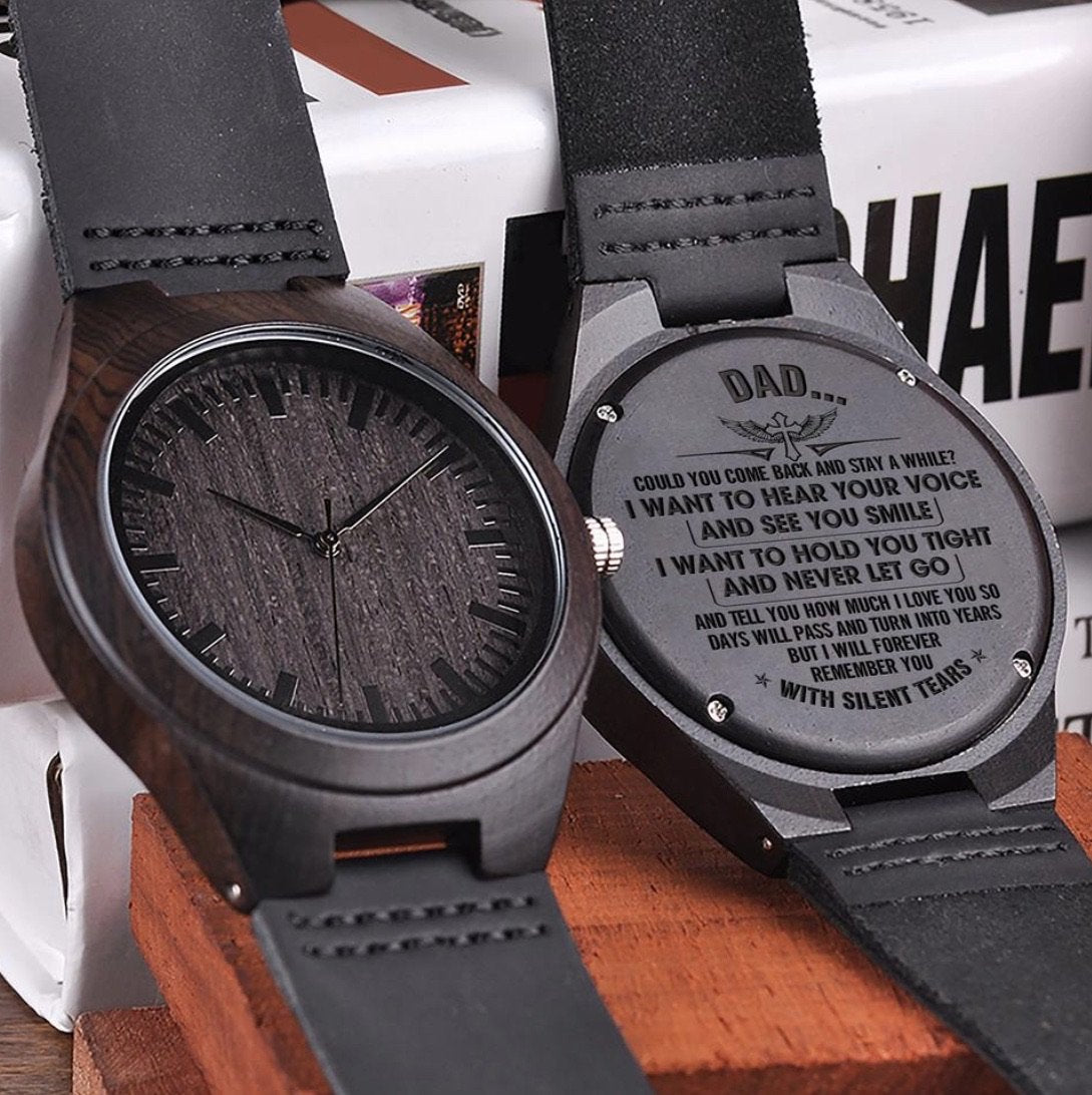 TO MY DAD- ENGRAVED WOODEN WATCH-A Loves Gift
