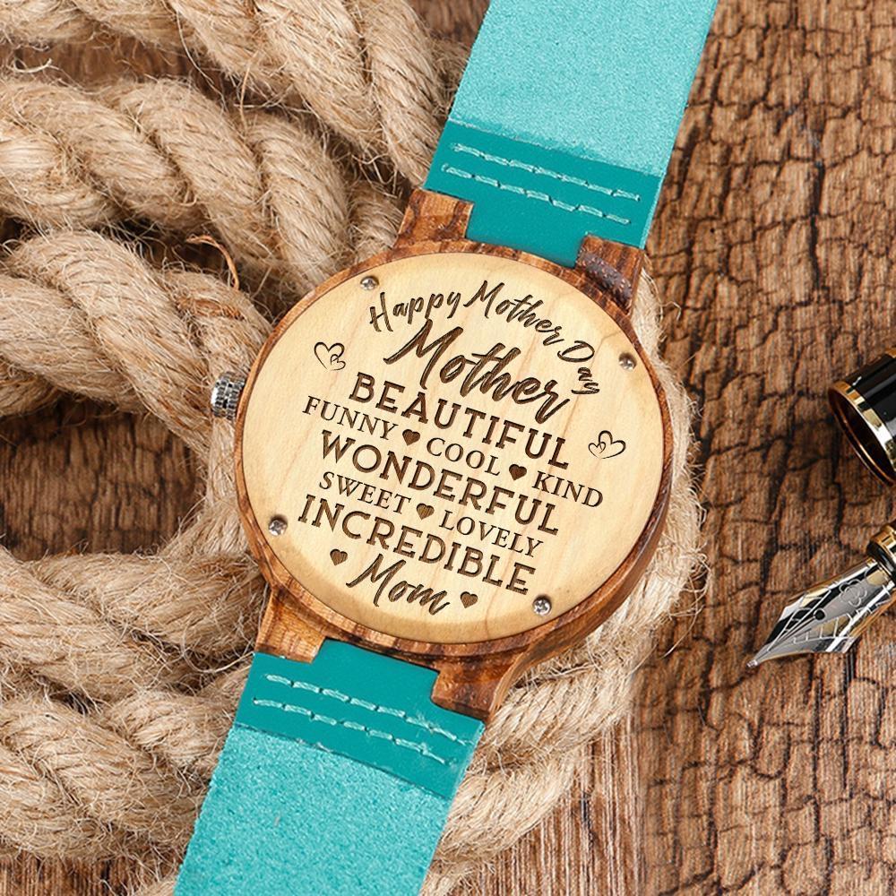 To My Mom - Engraved Wood Watch Gifts-A Loves Gift