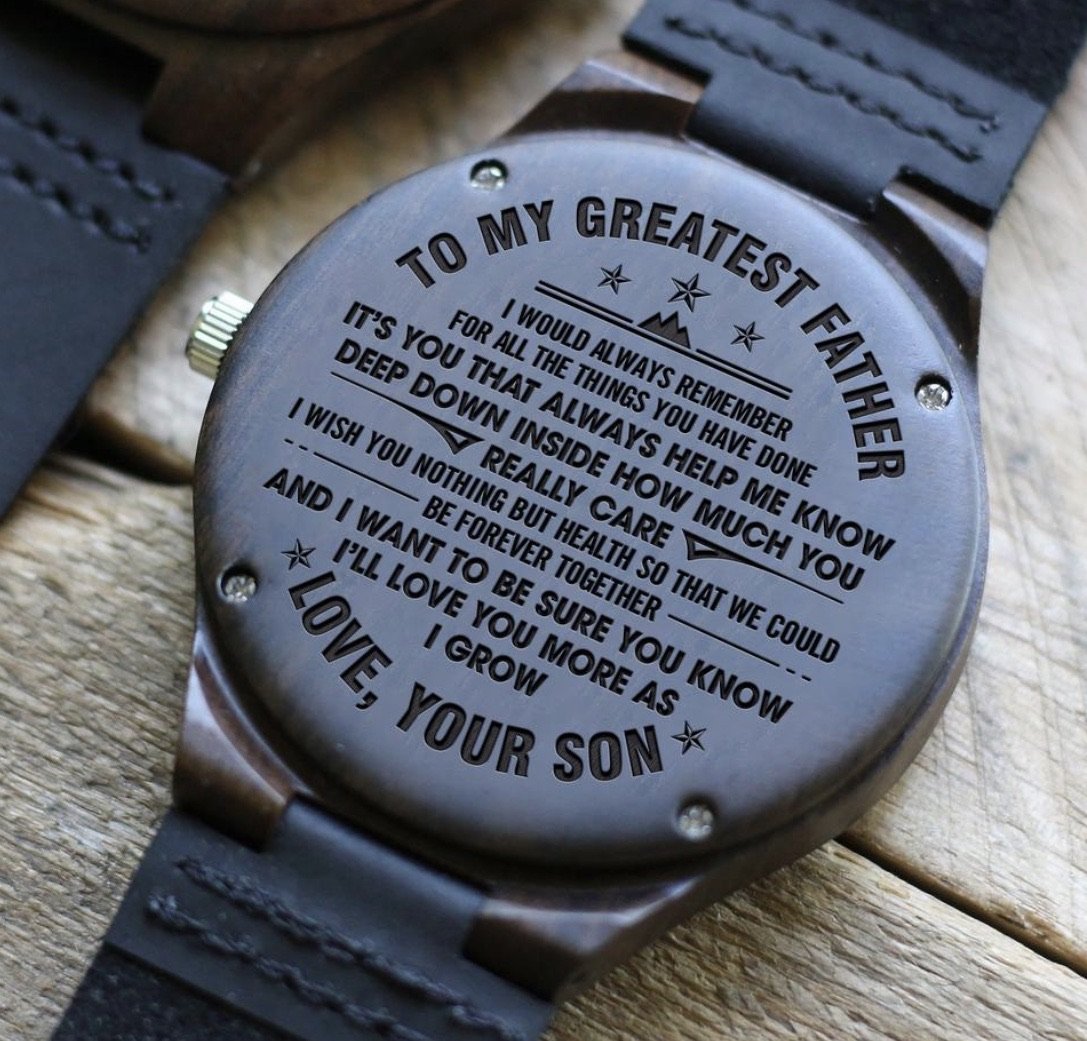 TO MY DAD- ENGRAVED WOODEN WATCH-A Loves Gift