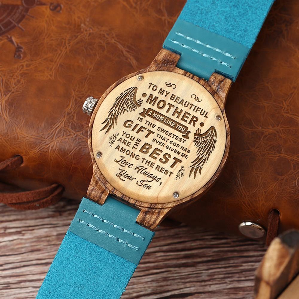 To My Mom - Engraved Wood Watch Gifts-A Loves Gift