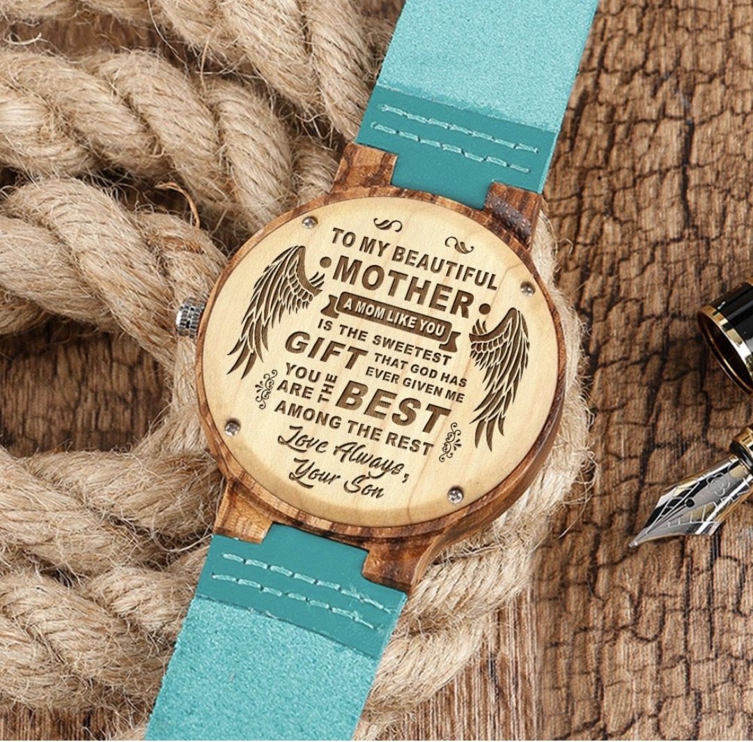 To My Mom - Engraved Wood Watch Gifts-A Loves Gift