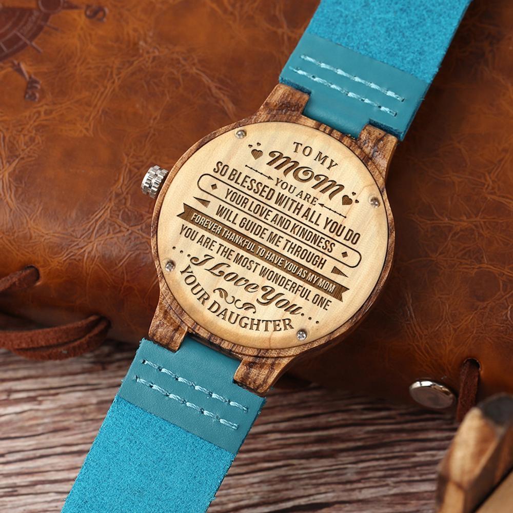 To My Mom - Engraved Wood Watch Gifts-A Loves Gift