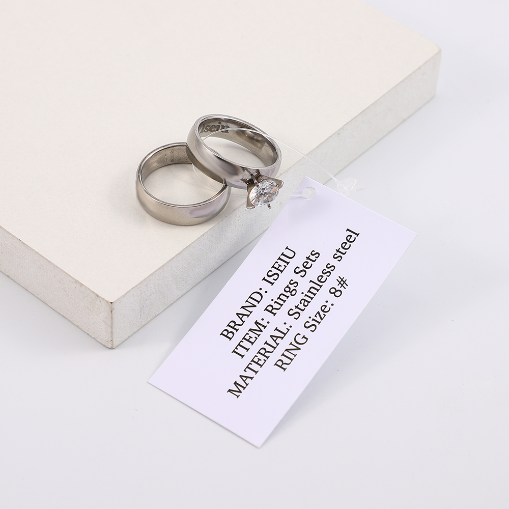 ISEIU Silver Color Rings Sets for Women (Stainless steel)