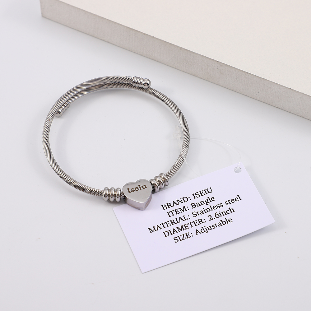 ISEIU Women engraved stainless steel bangle