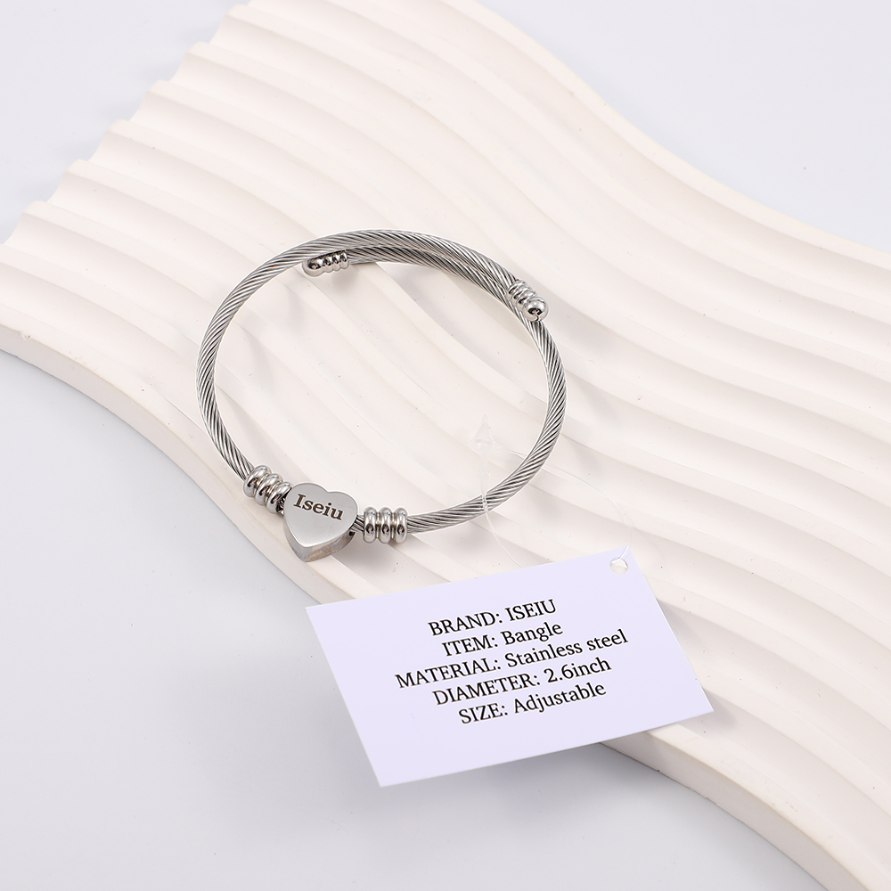 ISEIU Women engraved stainless steel bangle