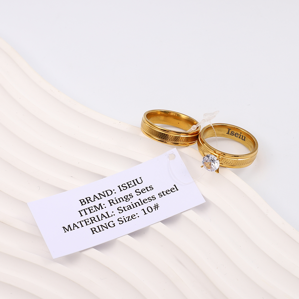 ISEIU Stainless steel gold ring sets for women