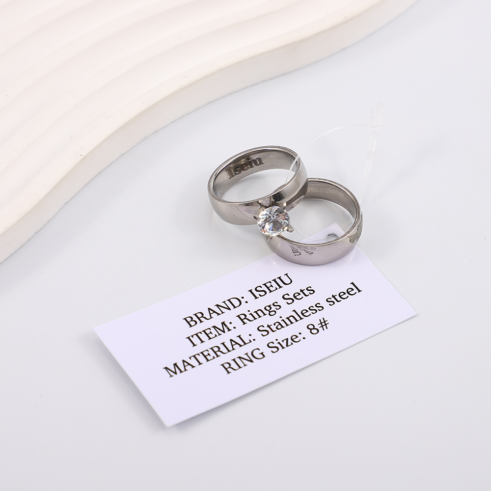 ISEIU Silver Color Rings Sets for Women (Stainless steel)