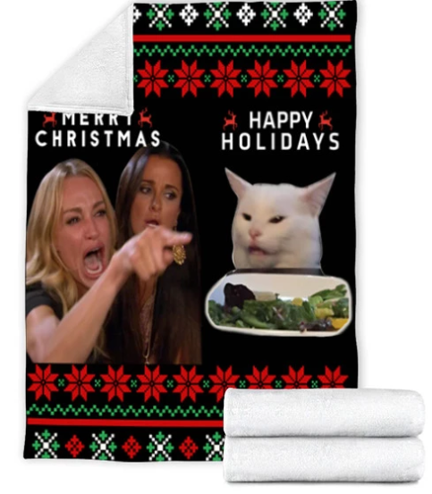 Woman Yelling At Cat Meme Blanket Christmas Gift-A Loves Gift