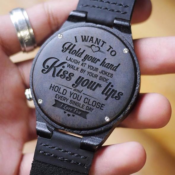 ENGRAVED WOODEN WATCH - GREAT GIFT FOR YOUR HUSBAND!-A Loves Gift