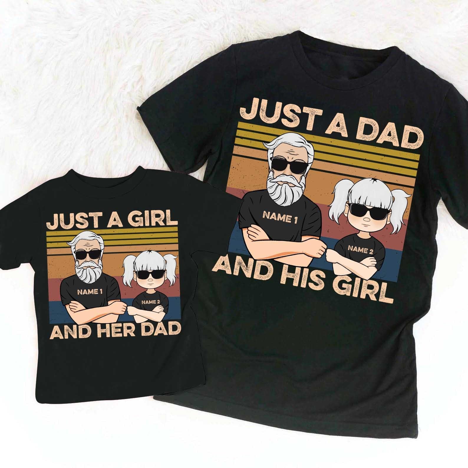 Daddy And Daughter - Personalized Shirt - Father's Day Gift For Dad - Man And Woman Illustration
