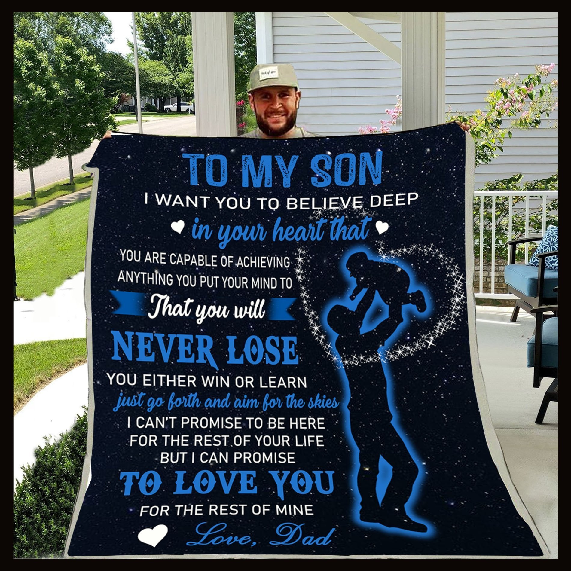 G- Family blanket - Dad to son - Never lose-A Loves Gift