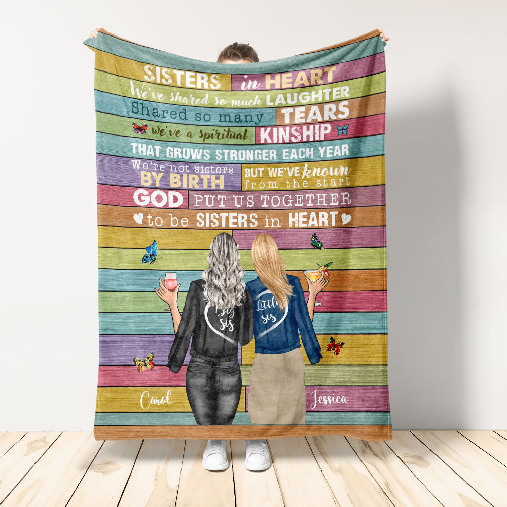 We're Not Sisters By Birth, But God Put Us Together To Be Sisters In Heart, Friends Custom Blanket, Gift For Friends, Bestie, Friendship Blanket