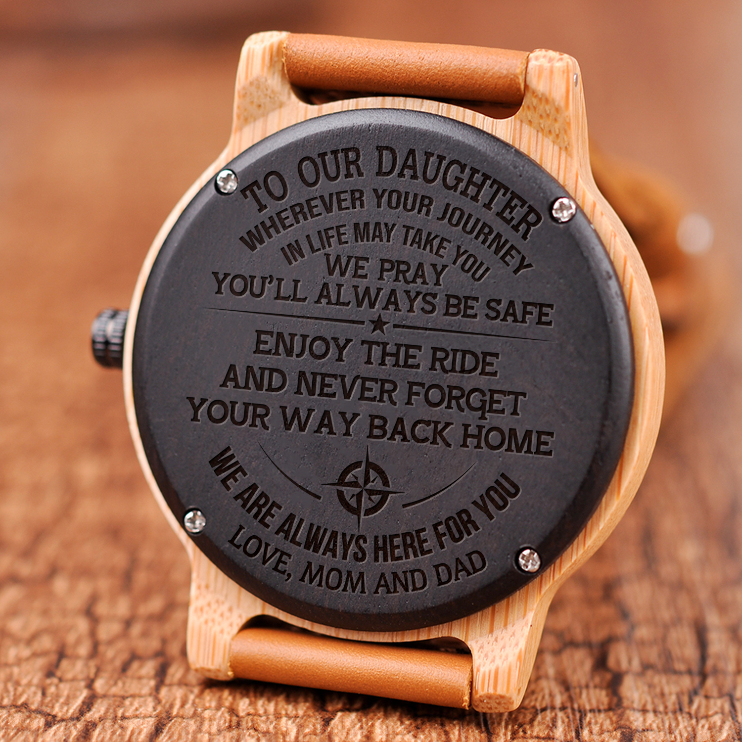 DAUGHTER MOM AND DAD - ENJOY THE RIDE 2 - WOOD WATCH