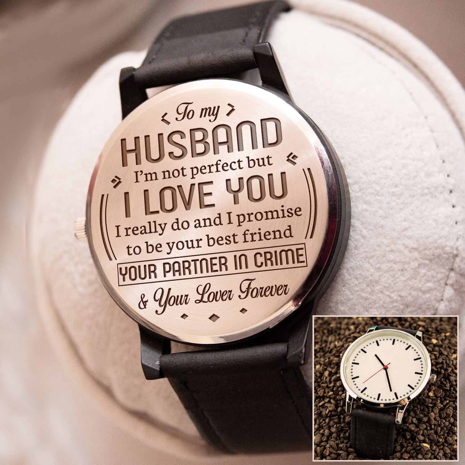 HUSBAND - I LOVE YOU - BEE WATCH Silver Black