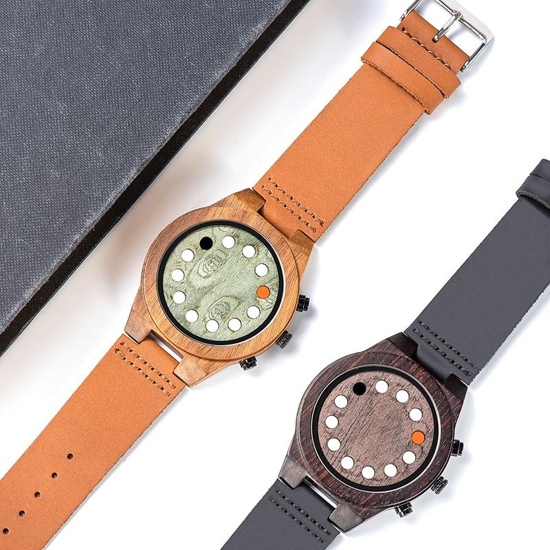Wood Watch Unique Luminous 12 Holes Timer Design Sports Casual Watches Great Men's Gifts-A Loves Gift