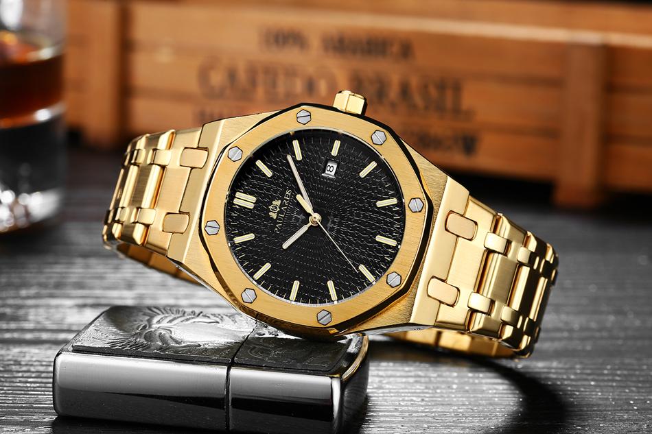 Men Automatic Self Wind Mechanical Stainless Steel Strap Simple Business Blue Rose Gold Yellow Gold Date Watch-A Loves Gift