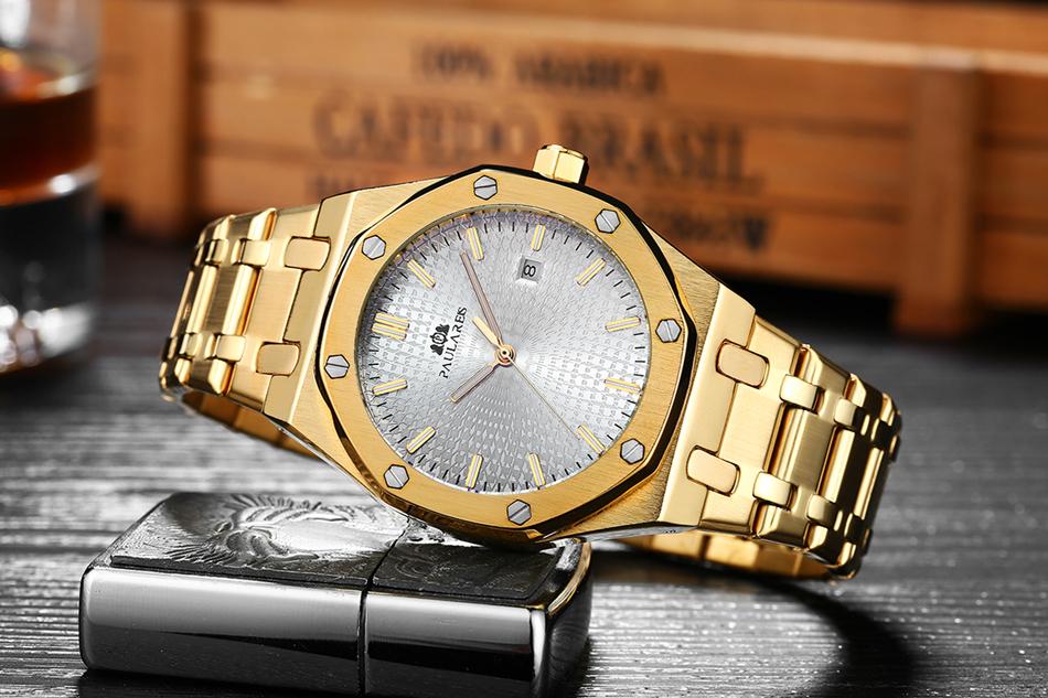 Men Automatic Self Wind Mechanical Stainless Steel Strap Simple Business Blue Rose Gold Yellow Gold Date Watch-A Loves Gift