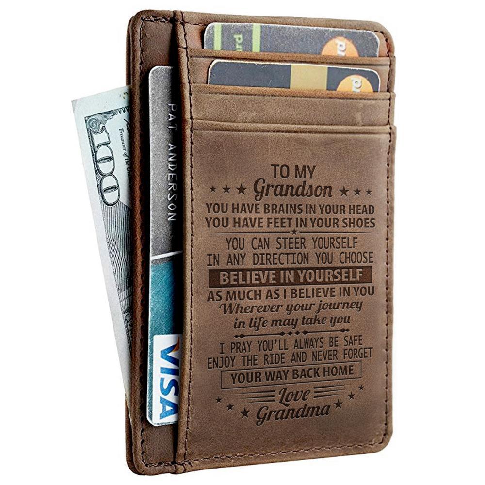 Leather Engraved Slim Card Holder Wallet For Man With Box Gift-A Loves Gift