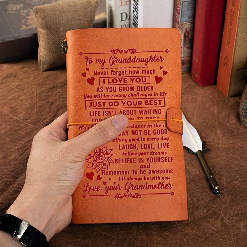 To Granddaughter Leather Journal Notebook - Granddaughter Christmas Gifts-A Loves Gift