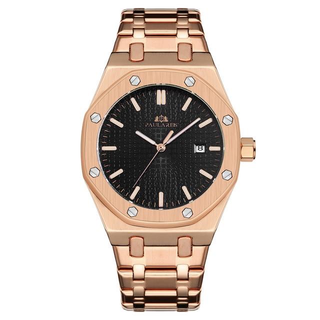 Men Automatic Self Wind Mechanical Stainless Steel Strap Simple Business Blue Rose Gold Yellow Gold Date Watch-A Loves Gift
