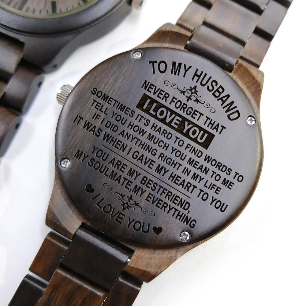 TO MY HUSBAND ENGRAVED WOODEN WATCH-A Loves Gift