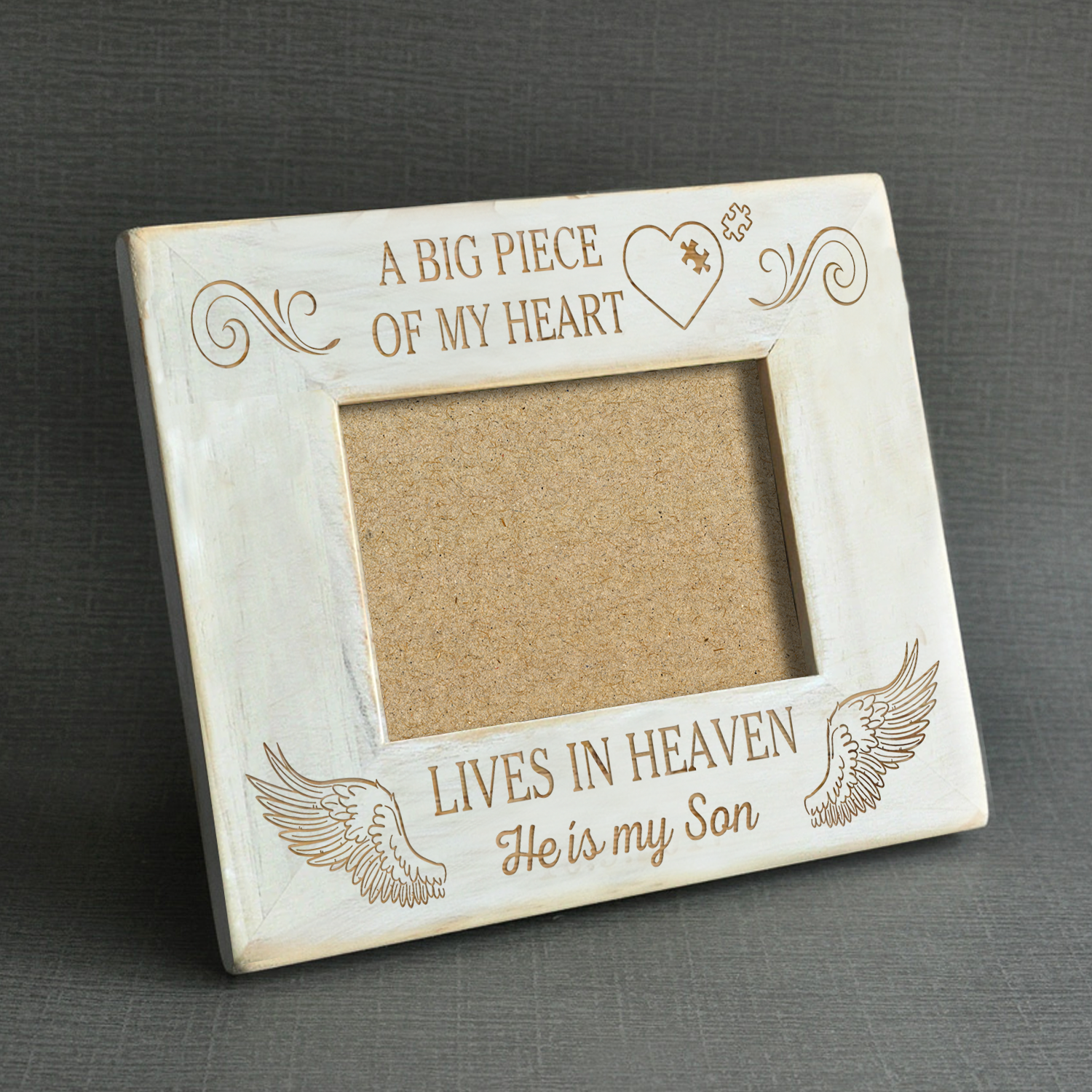 A BIG PIECE OF MY HEART - SON - WOOD FRAME 