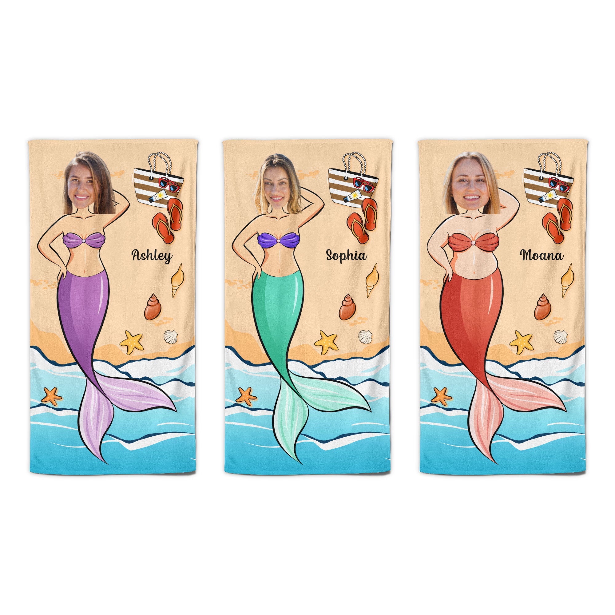 Funny Memaid Towel - Personalized Photo Beach Towel