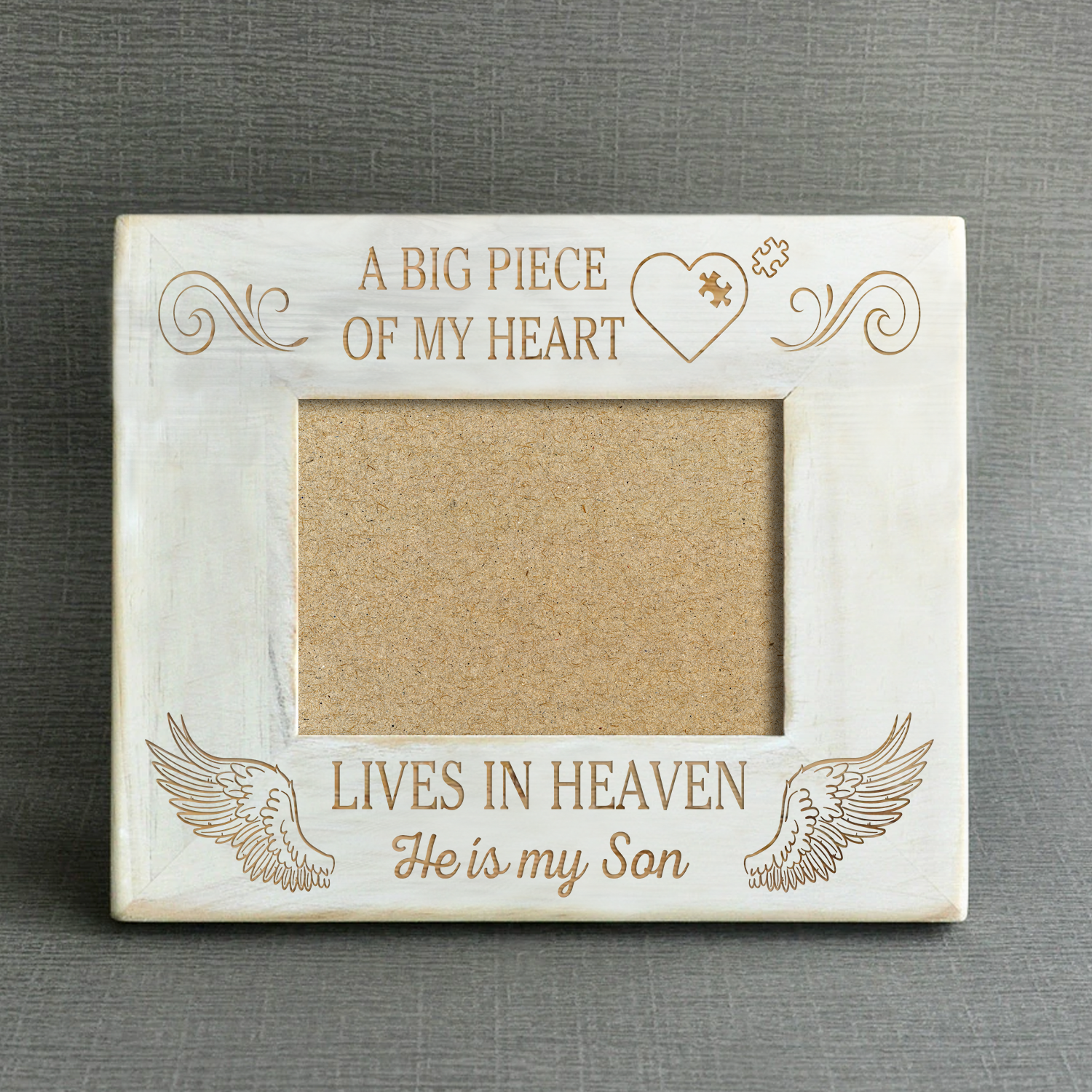 A BIG PIECE OF MY HEART - SON - WOOD FRAME